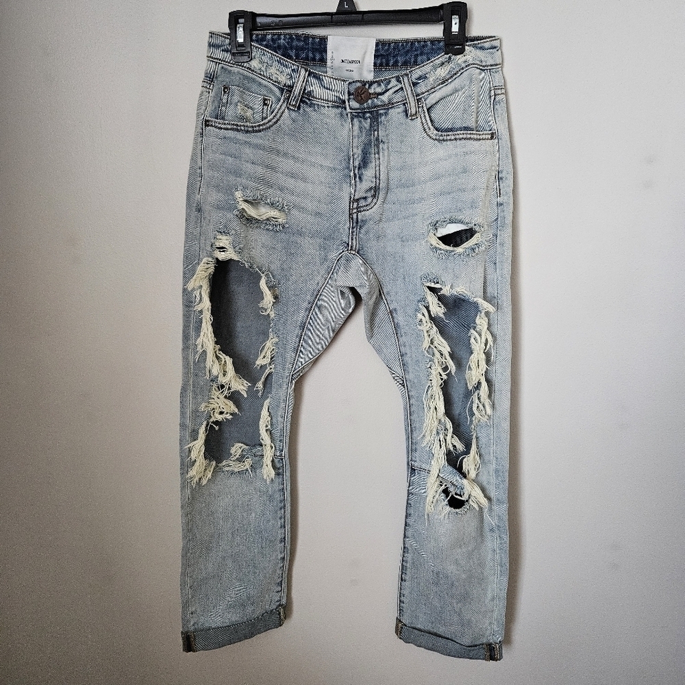 One Teaspoon Jeans Distressed Light Blue denim ripped Neutral Casual Comfy
